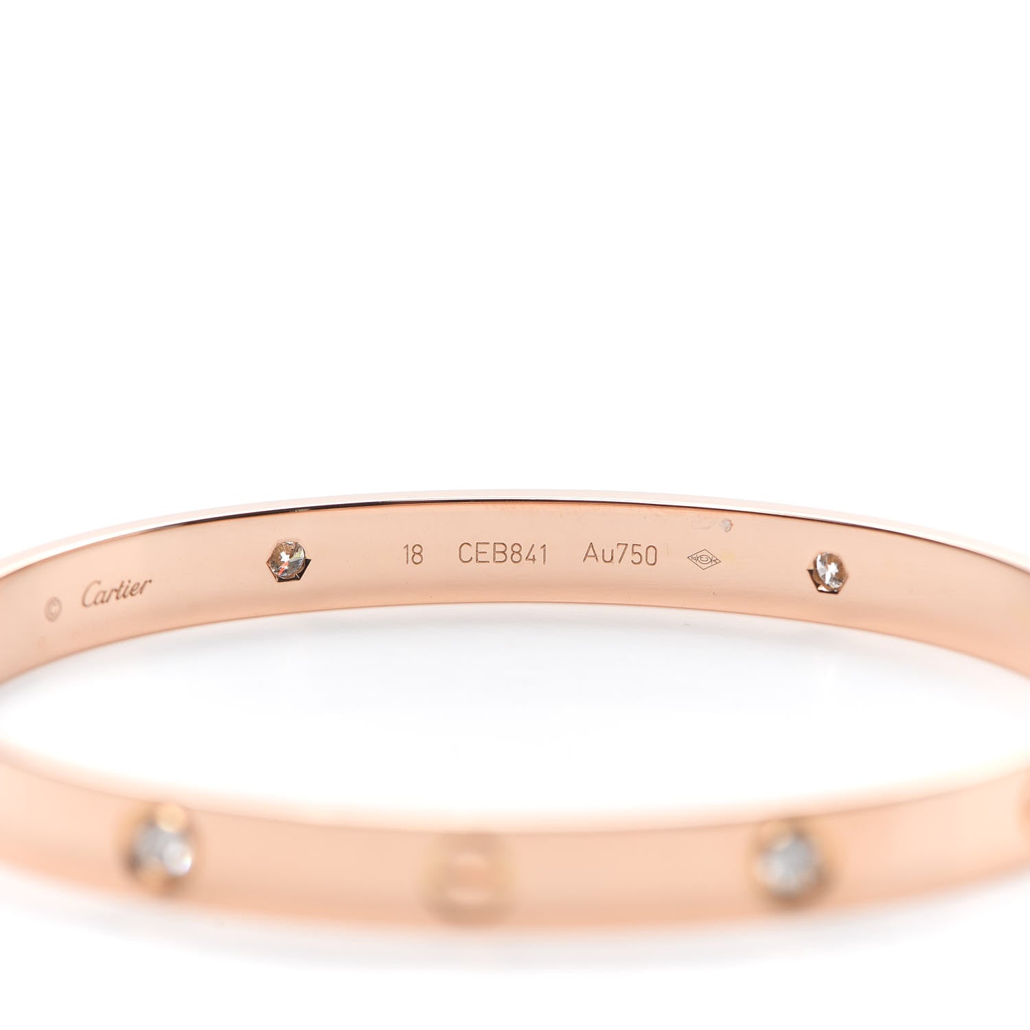 Cartier 18K Pink Gold 4 Diamond LOVE Bracelet 18 5 of 7