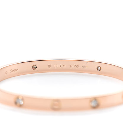 Cartier 18K Pink Gold 4 Diamond LOVE Bracelet 18 5 of 7