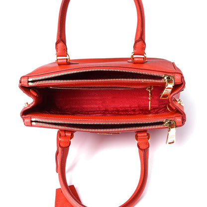 Prada Saffiano Small Galleria Double Zip Tote Fuoco 5 of 10