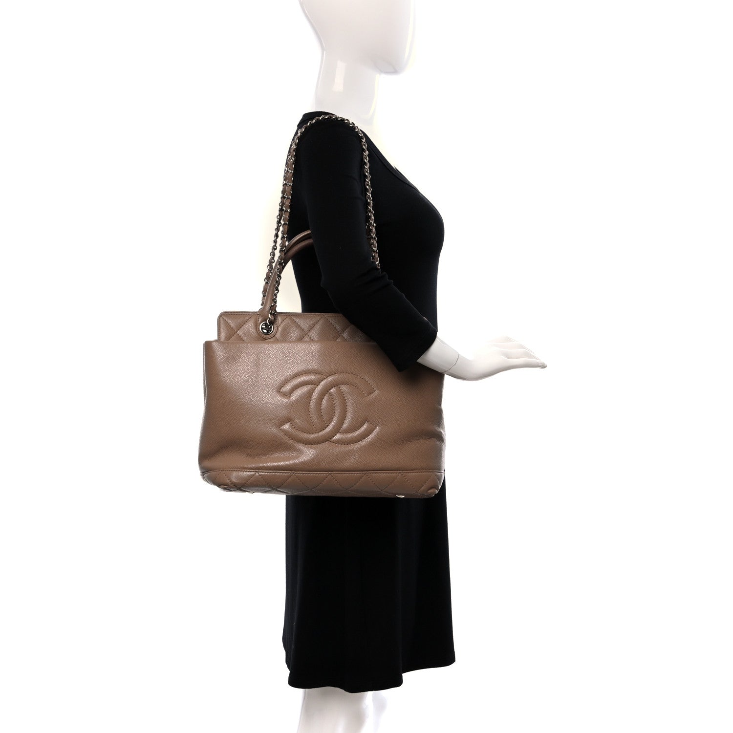 Chanel Caviar Medium Soft CC Top Handle Tote Dark Beige 2 of 29