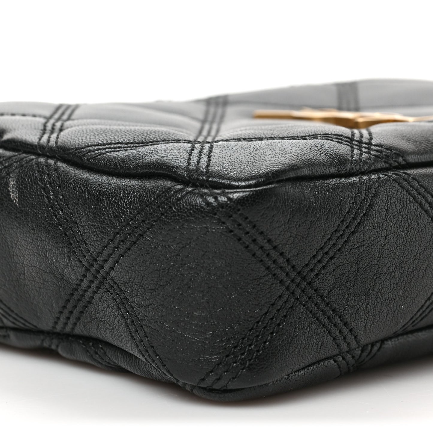 Grained Lambskin Quilted Mini Becky Double Zip Bag Black