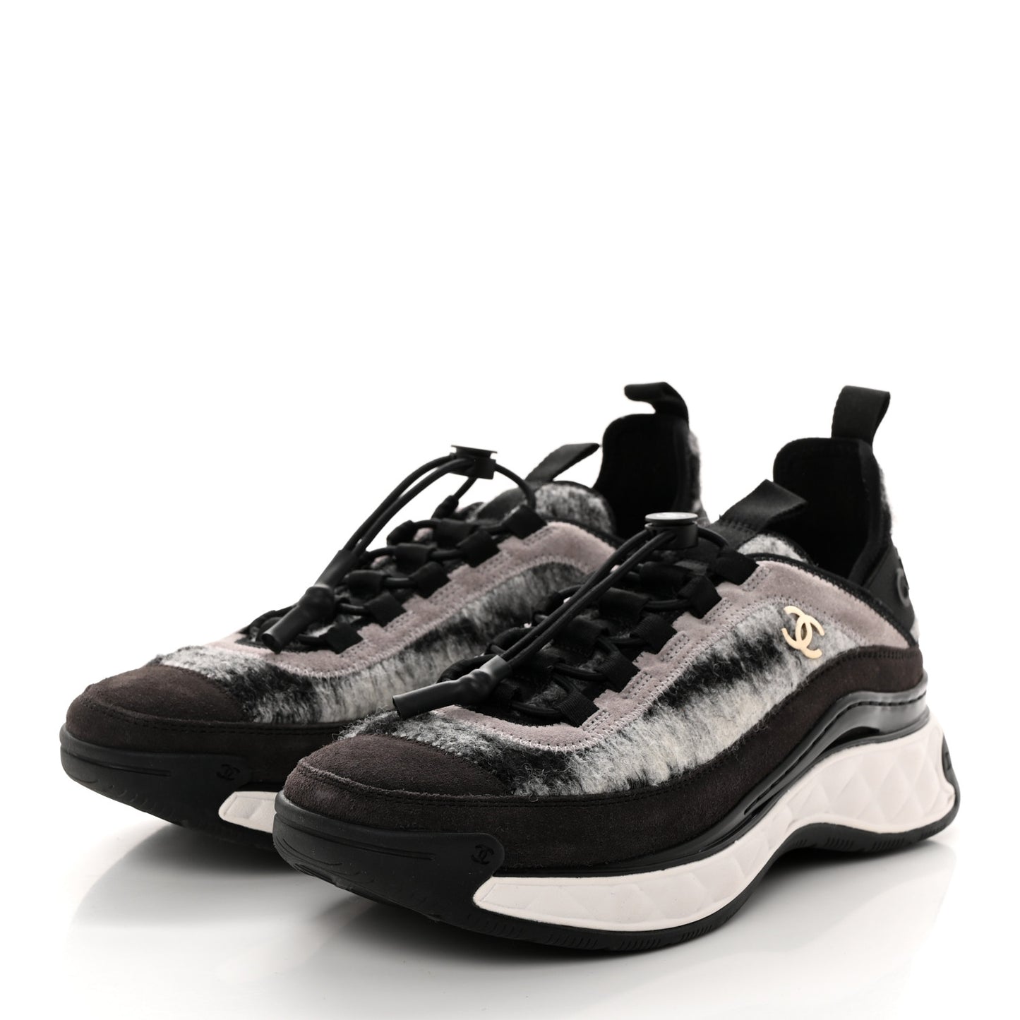 Suede Calfskin Mixed Fibers CC Sneakers 38 Grey