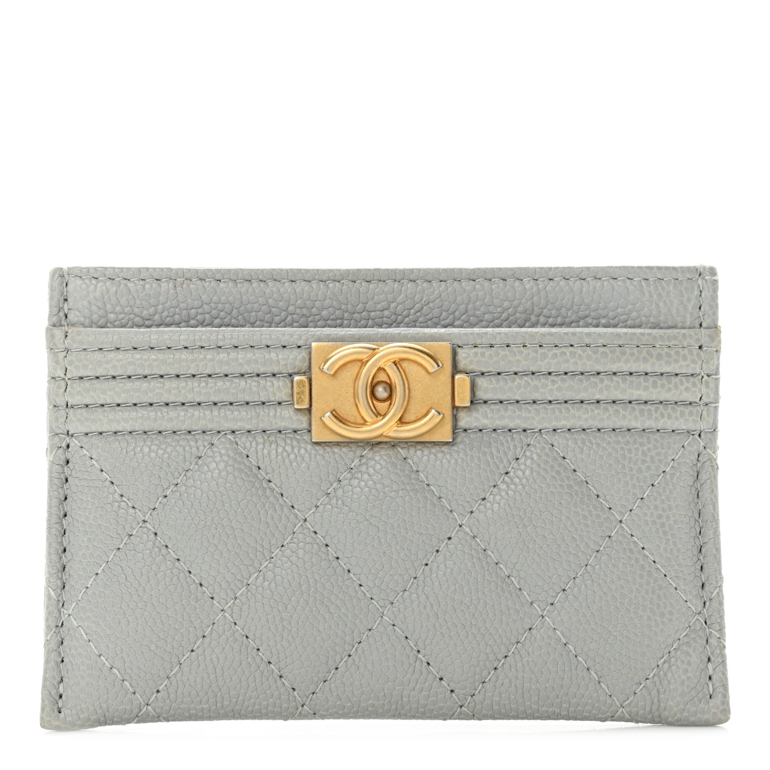 Chanel Caviar Quilted Boy Card Holder Grey 1 of 11
