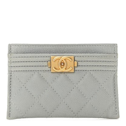 Chanel Caviar Quilted Boy Card Holder Grey 1 of 11