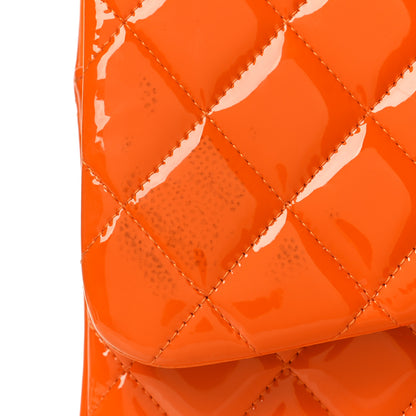 Chanel Patent Quilted Jumbo Double Flap Orange 10 of 10