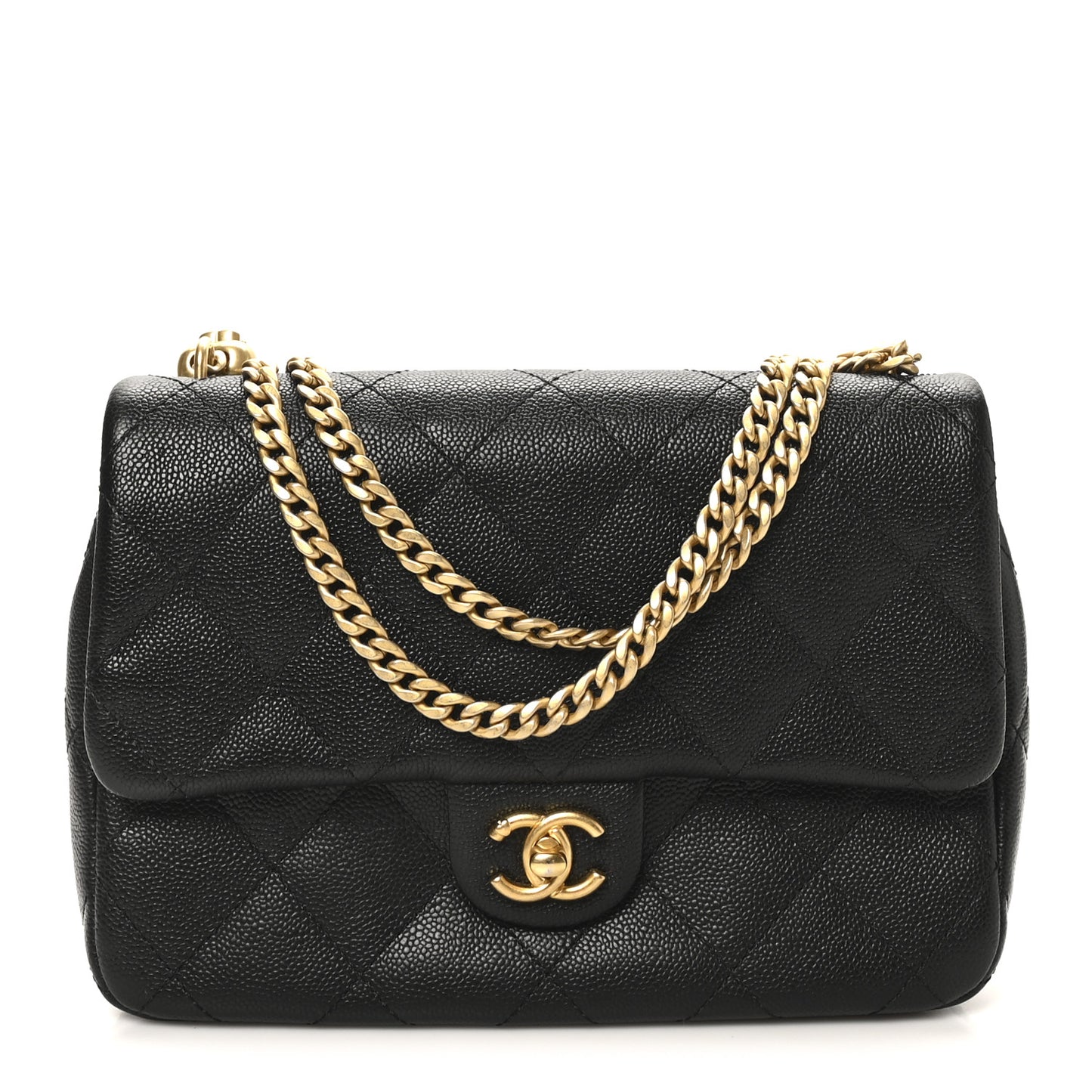 Caviar Quilted Sweetheart Flap Black