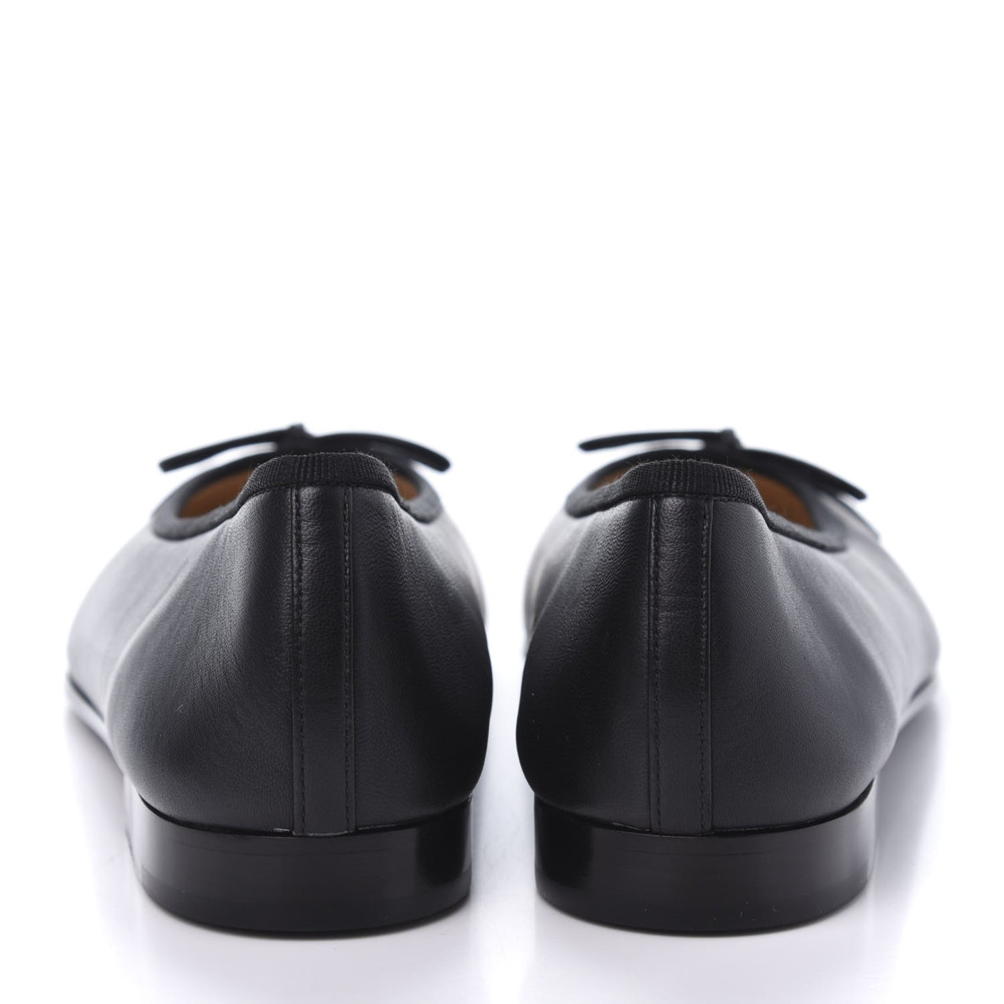 Lambskin Patent Cap Toe Ballerina Flats 38 Black