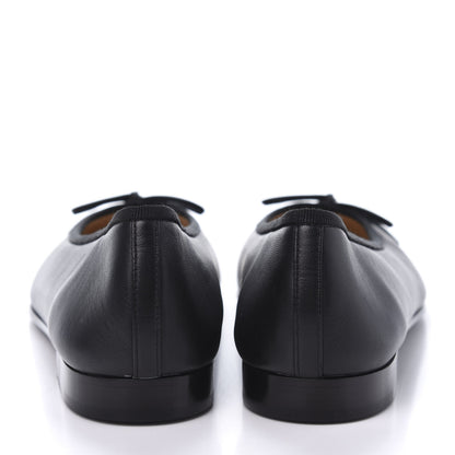 Chanel Lambskin Patent Cap Toe Ballerina Flats 38 Black 6 of 9
