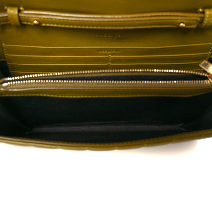 Saint Laurent Lambskin Carre Quilted Cassandre Chain Wallet Olive Drab 5 of 10