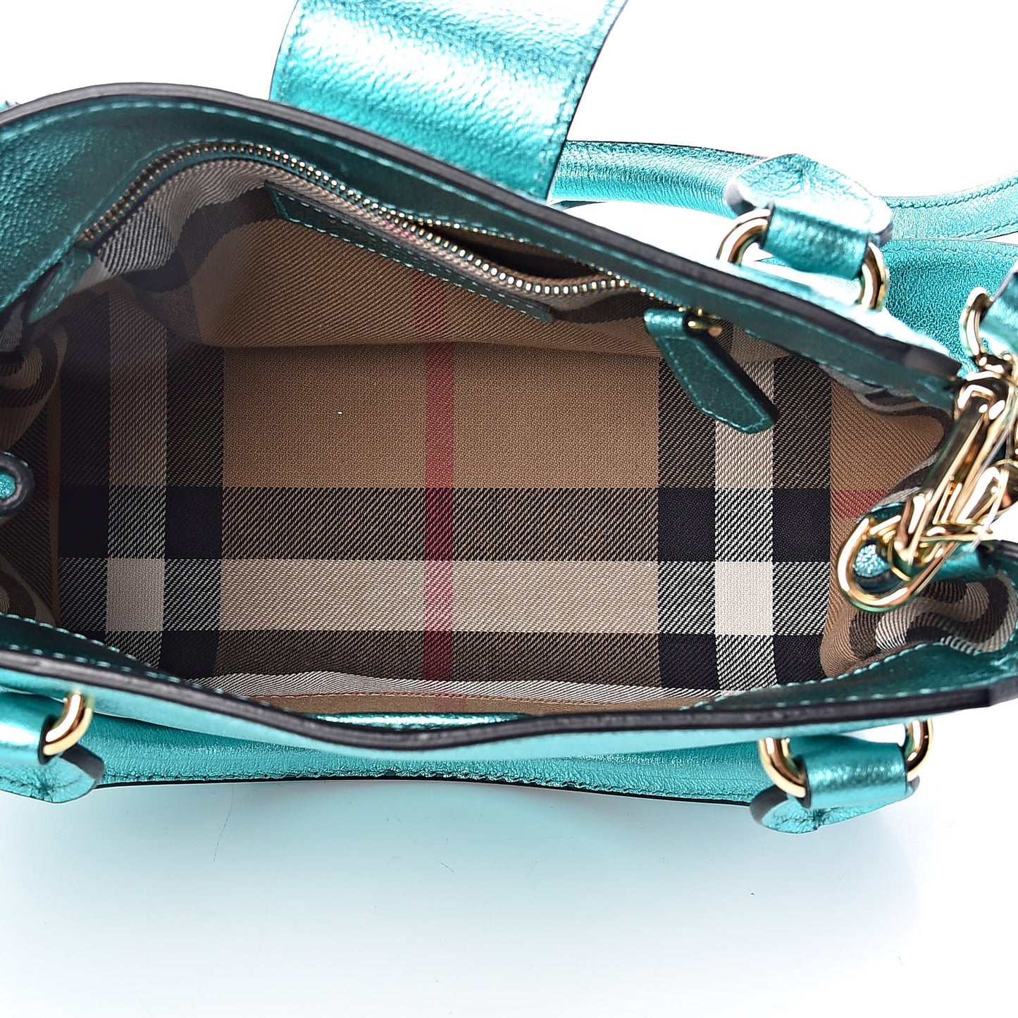 Metallic Soft Grain Calfskin Small Buckle Tote Emerald