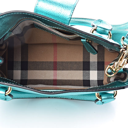 Burberry Metallic Soft Grain Calfskin Small Buckle Tote Emerald 6 of 18