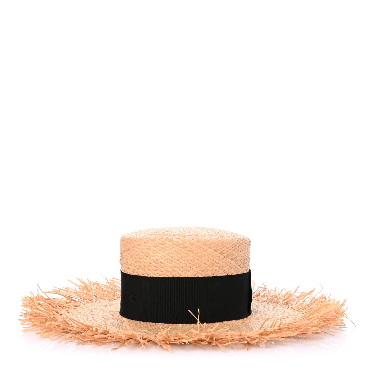 Raffia Wide Brimmed Hat L Beige Black