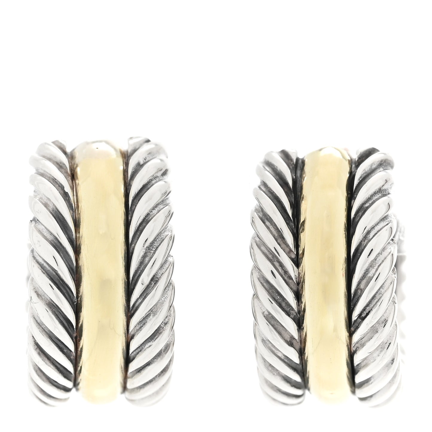Sterling Silver 14K Yellow Gold 16mm Cable Classics Hoop Earrings