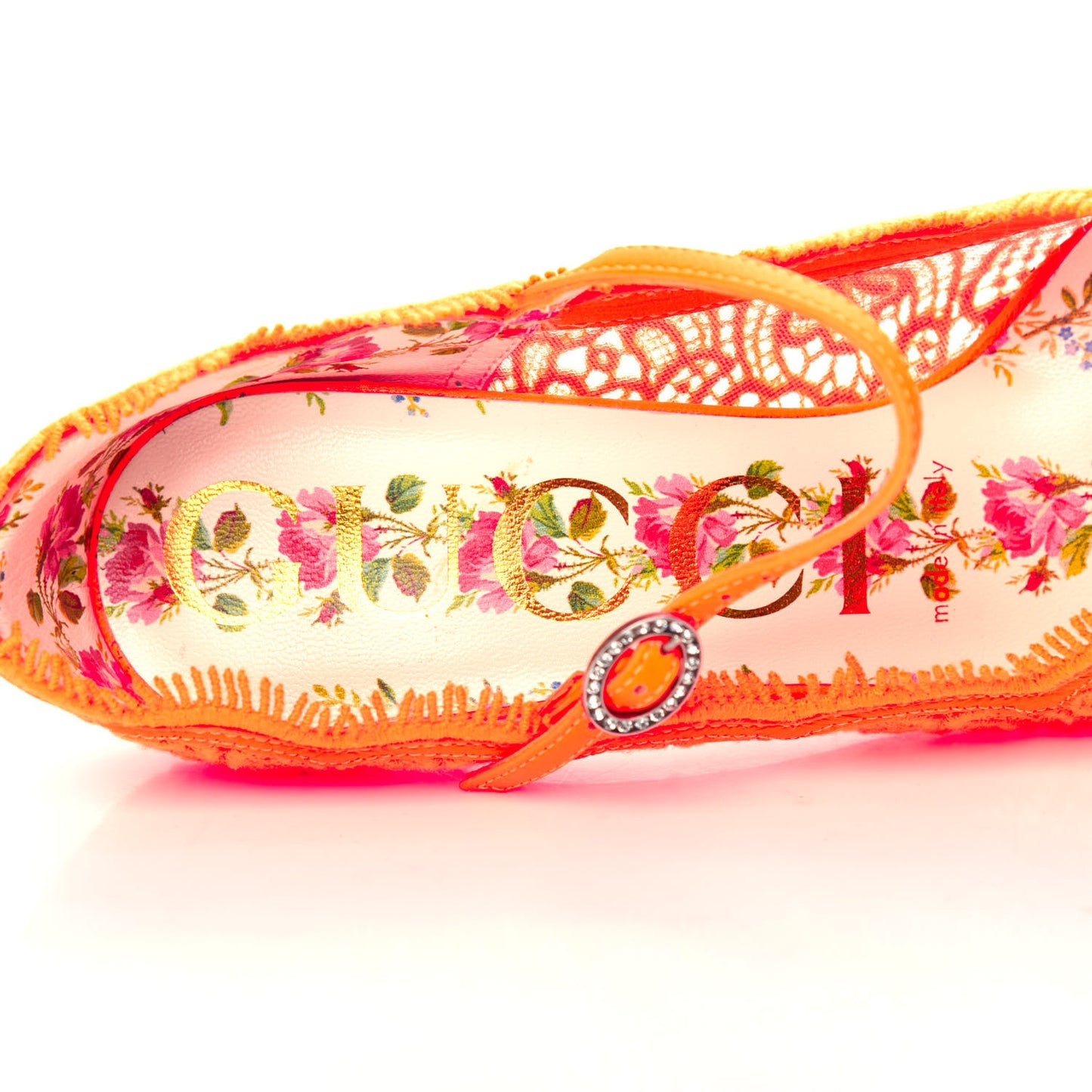 Lace Pizzo Venice Pumps 35.5 Orange Fluo