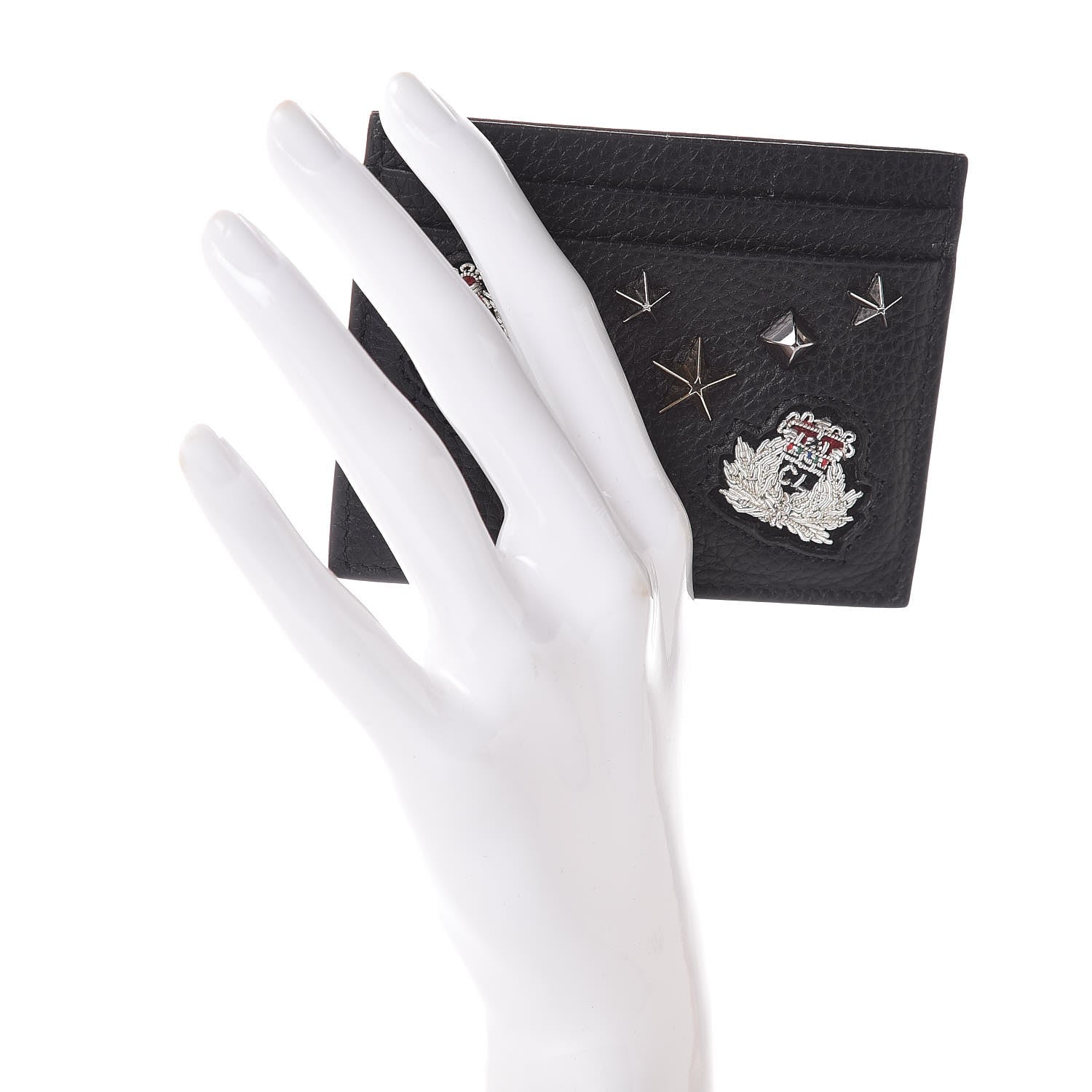 Christian Louboutin Grained Calfskin Kios Star Studded Card Holder Black 2 of 6