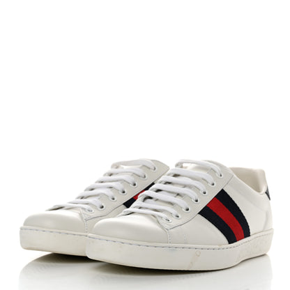 Gucci Miro Soft Calfskin Ayers Web Mens Ace Sneakers 7 White Blue 3 of 10