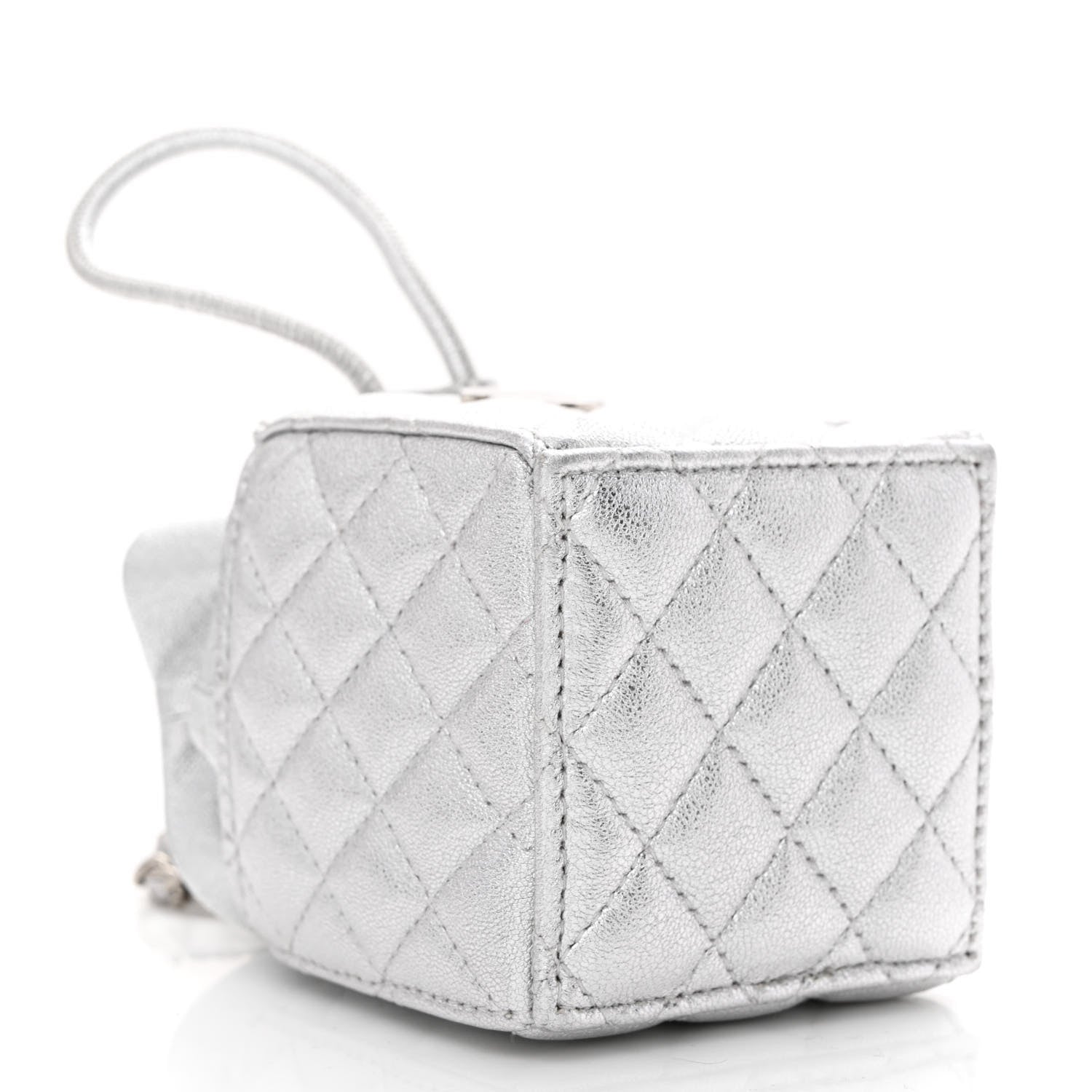 Chanel Metallic Caviar Quilted Mini Drawstring Bucket Bag Silver 4 of 10