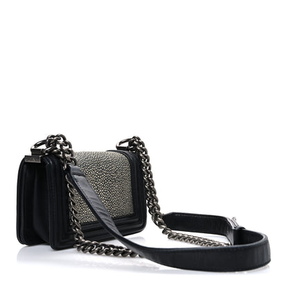 Chanel Galuchat Stingray Mini Boy Flap Black Silver 3 of 10