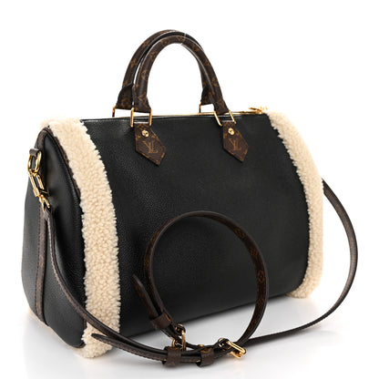 Louis Vuitton Calfskin Monogram Teddy Speedy Bandouliere 30 Black 3 of 10