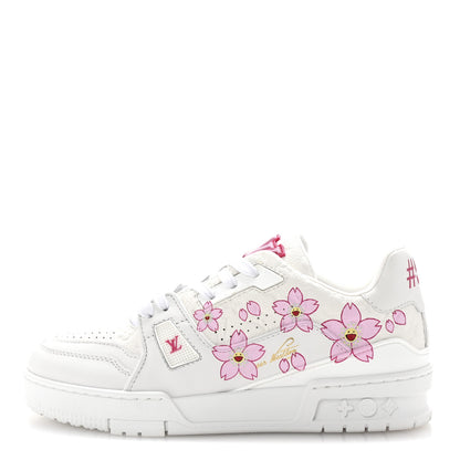 Louis Vuitton LV X TM Embossed Monogram Cherry Blossom LV Trainer Sneakers 37.5 White 1 of 10