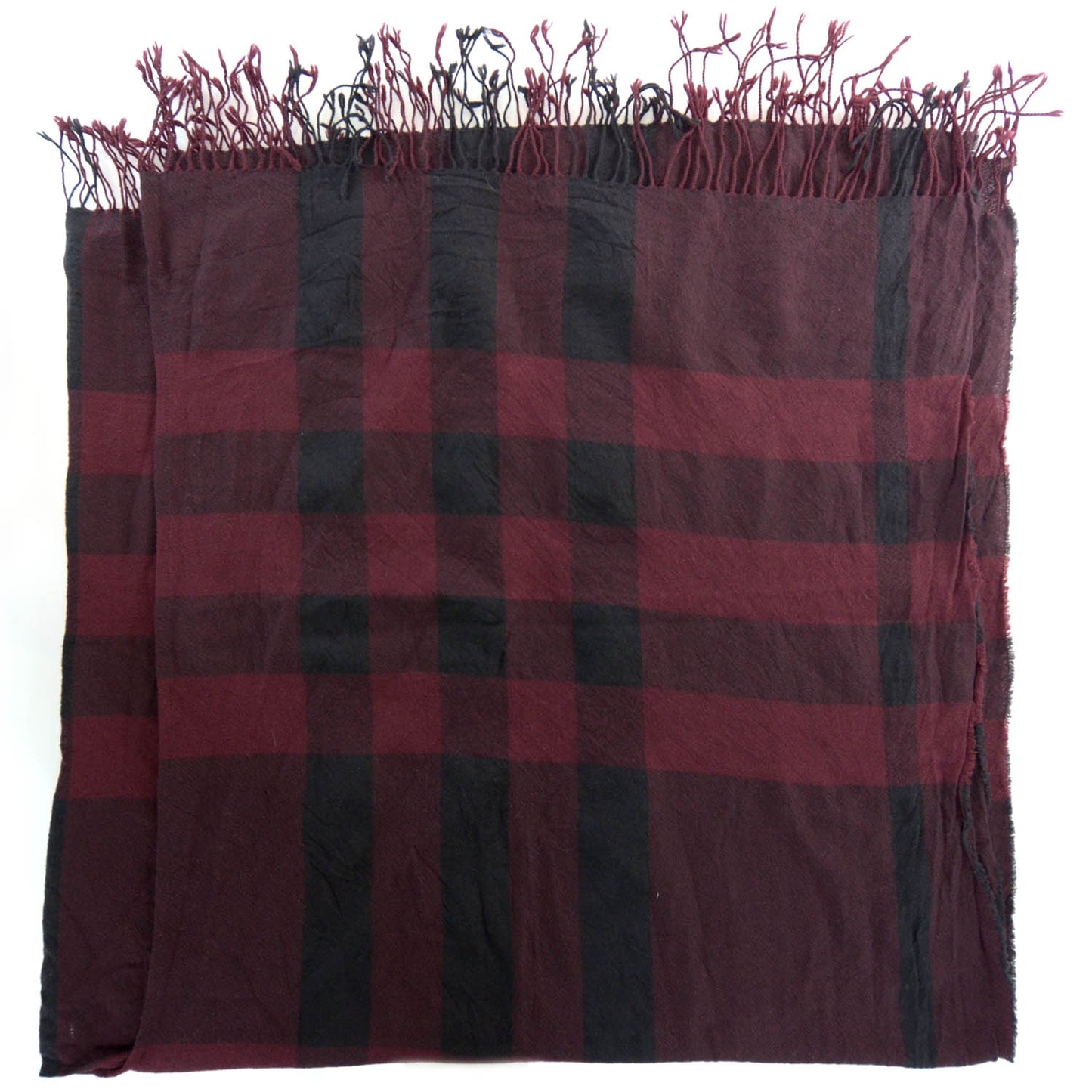Fine Wool Mega Check Collette Cape Scarf Dark Pomegranate