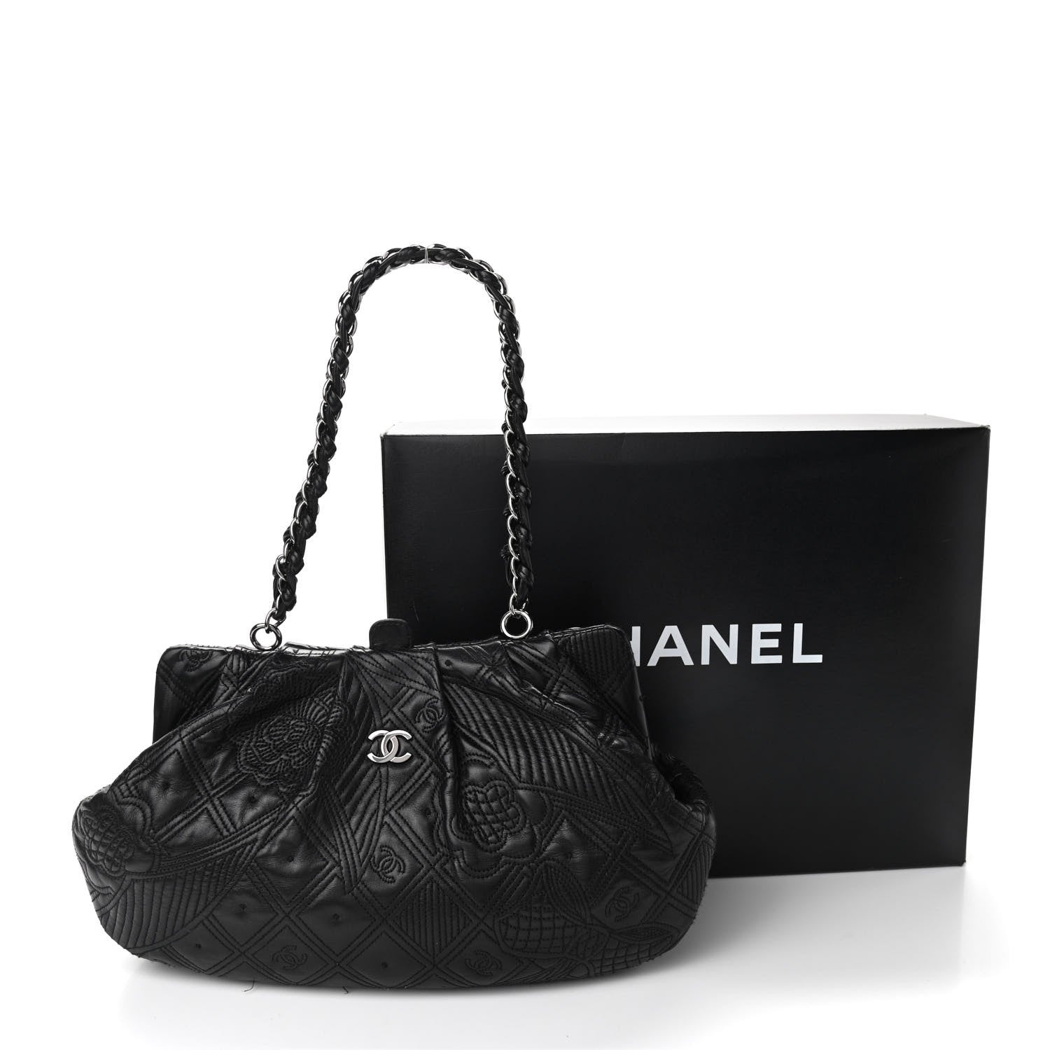 Chanel Lambskin Embroidered Frame Bag Black 13 of 13