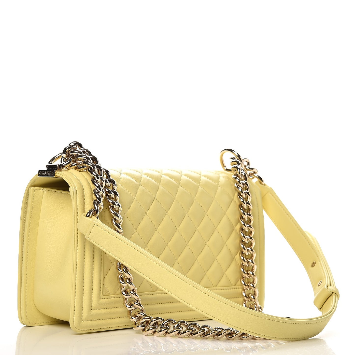 Lambskin Quilted Medium Boy Flap Yellow
