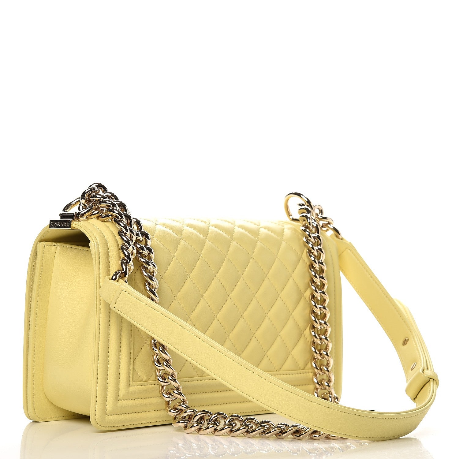 Chanel Lambskin Quilted Medium Boy Flap Yellow 4 of 10