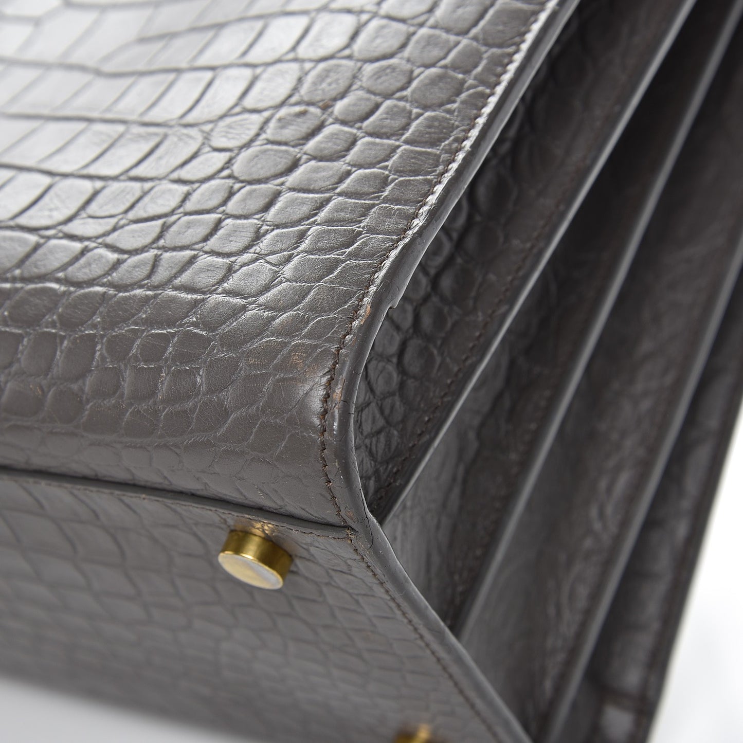 Calfskin Crocodile Embossed Small Sac De Jour Earth