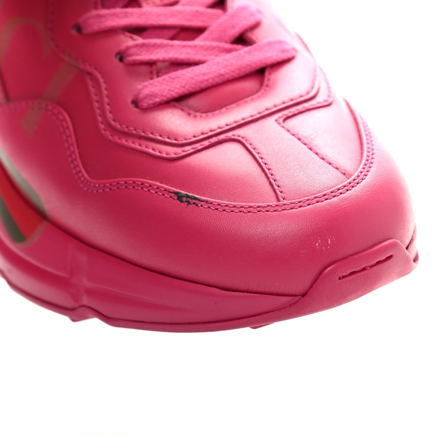 Gucci Calfskin Logo Womens Rhyton Sneakers 37.5 Box Pink 10 of 11