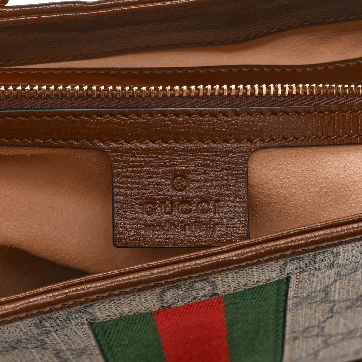Gucci GG Supreme Monogram Azalea Calfskin Web Small Jackie 1961 Hobo Beige Ebony Brown Sugar 6 of 11