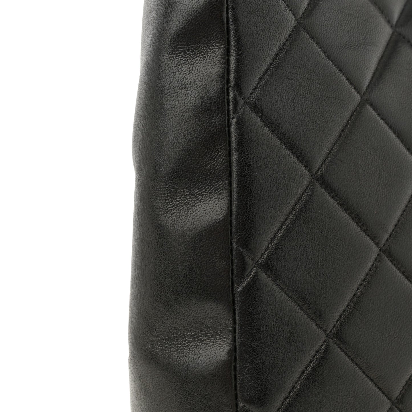 Lambskin Quilted Double Pocket Shoulder Bag Black