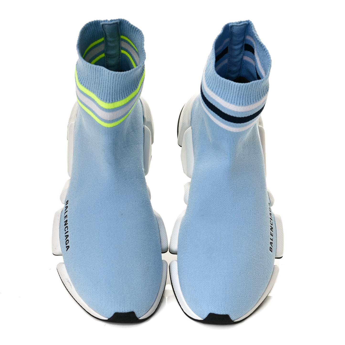 Technical 3D Recycled Knit Striped Womens Speed 2.0 Sneakers 37 Airy Blue Navy Fluorescent Yellow