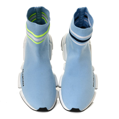 Balenciaga Technical 3D Recycled Knit Striped Womens Speed 2.0 Sneakers 37 Airy Blue Navy Fluorescent Yellow 5 of 10