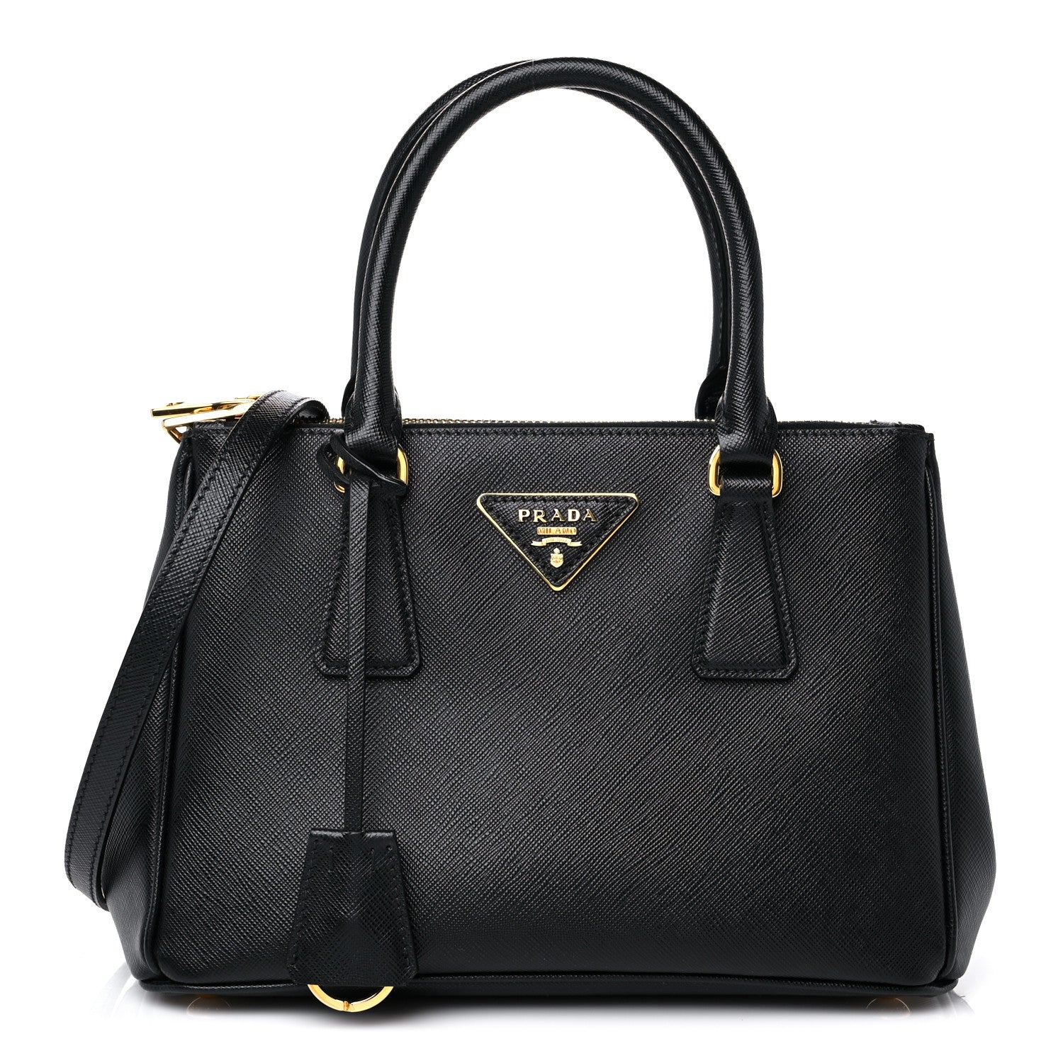 Prada Saffiano Mini Galleria Double Zip Tote Black 1 of 12