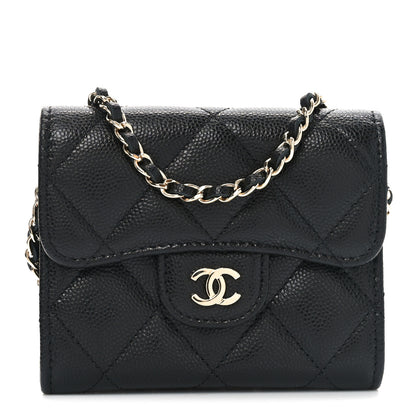 Chanel Caviar Quilted Flap Card Holder On Chain Black 1 of 10