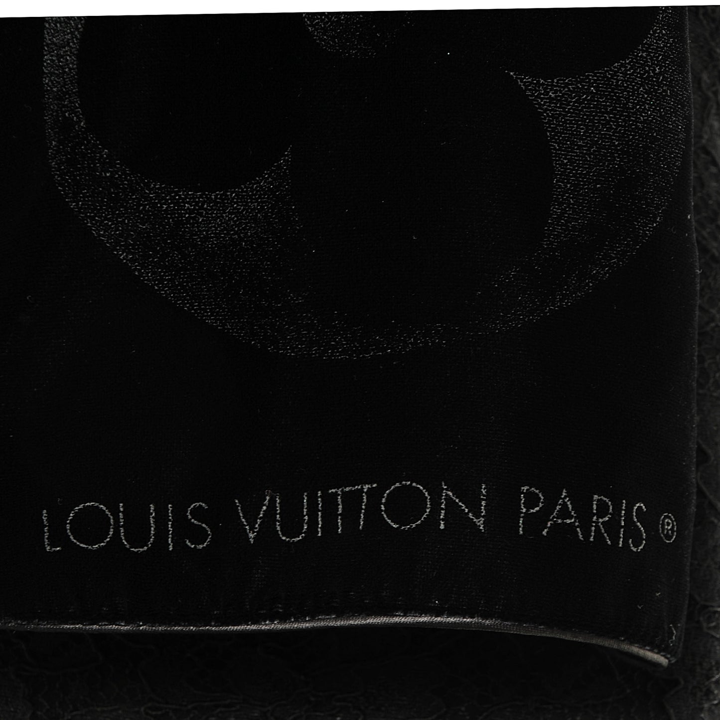 Monogram Velours Silk Mousseline Long Scarf Black