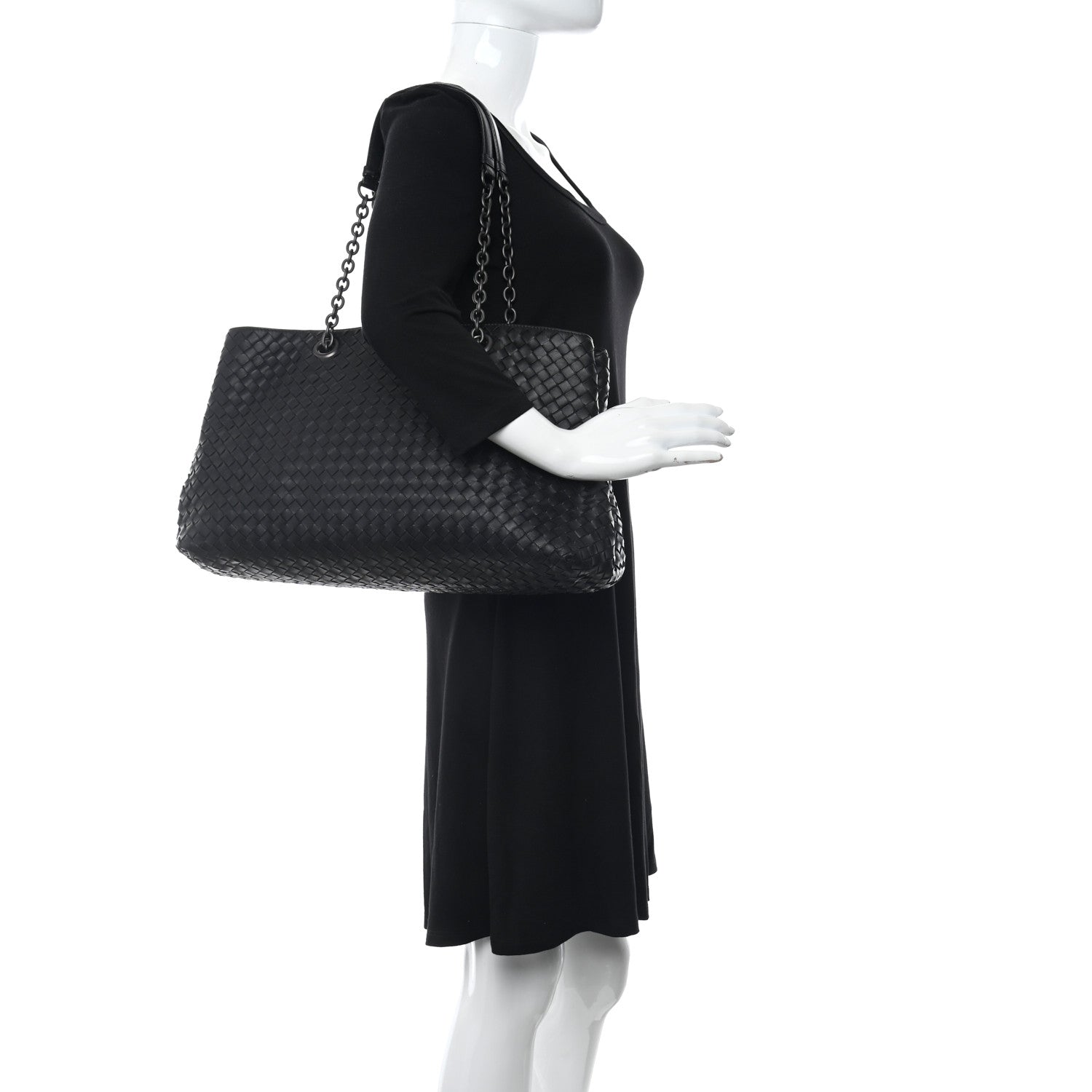 Bottega Veneta Nappa Intrecciato Large Classic Chain Strap Tote Black 3 of 13