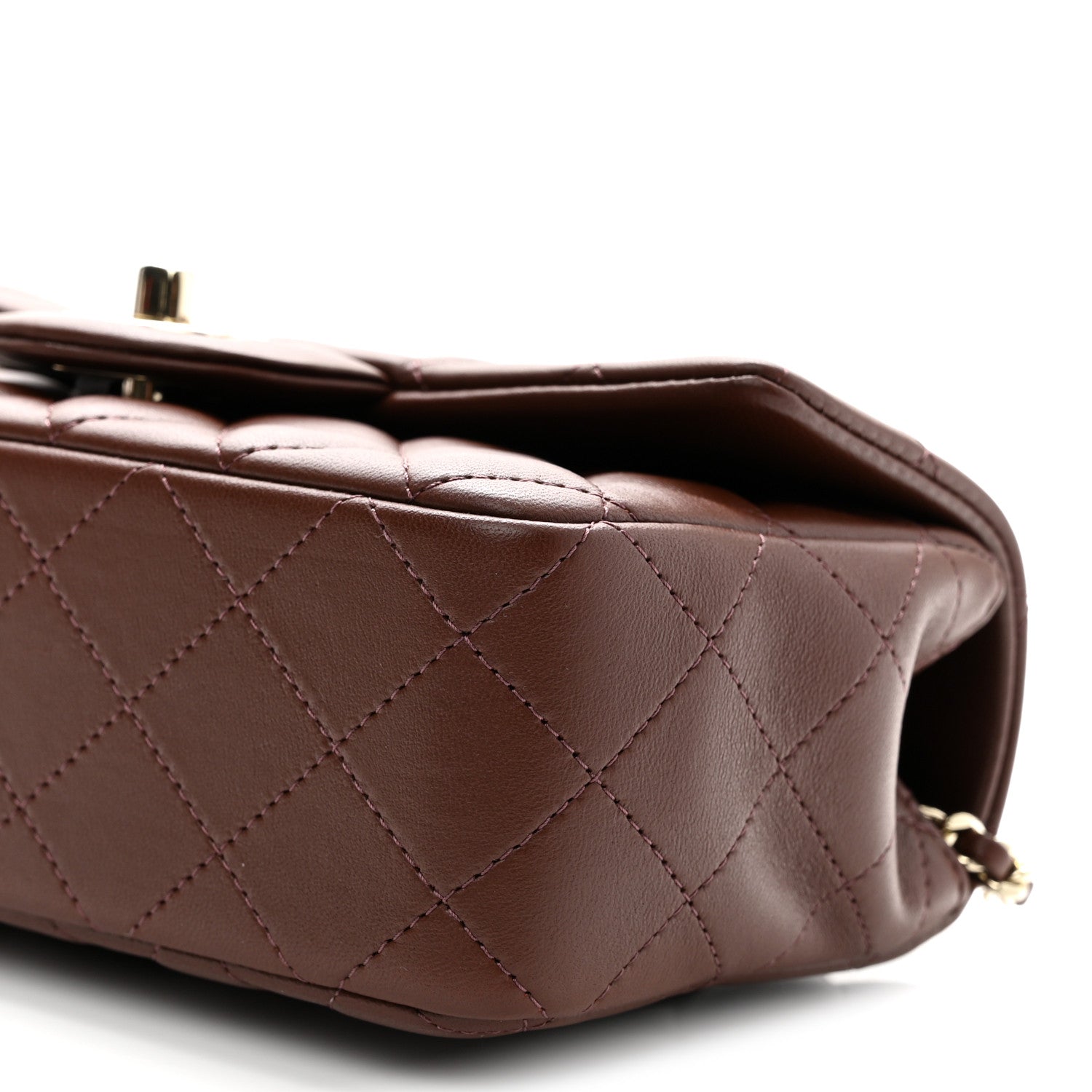 Chanel Lambskin Quilted Mini Top Handle Rectangular Flap Dark Brown 10 of 10