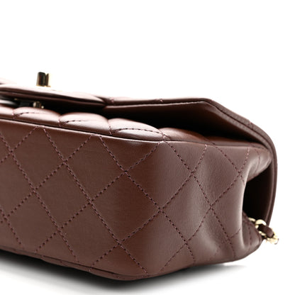 Chanel Lambskin Quilted Mini Top Handle Rectangular Flap Dark Brown 10 of 10