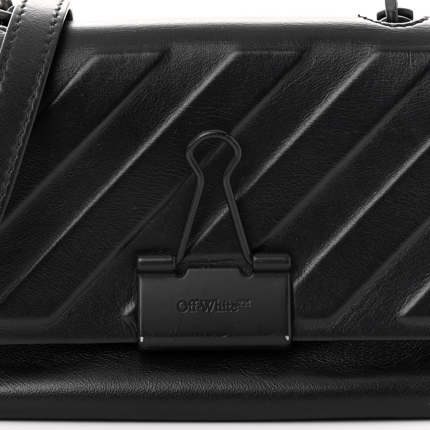 Off-White Calfskin Diag Small Binder Clip Crossbody Black 8 of 11