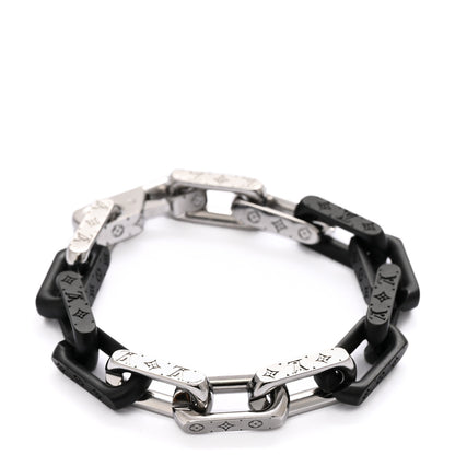 Louis Vuitton Metal Monogram Chain Bracelet Silver Black 1 of 6