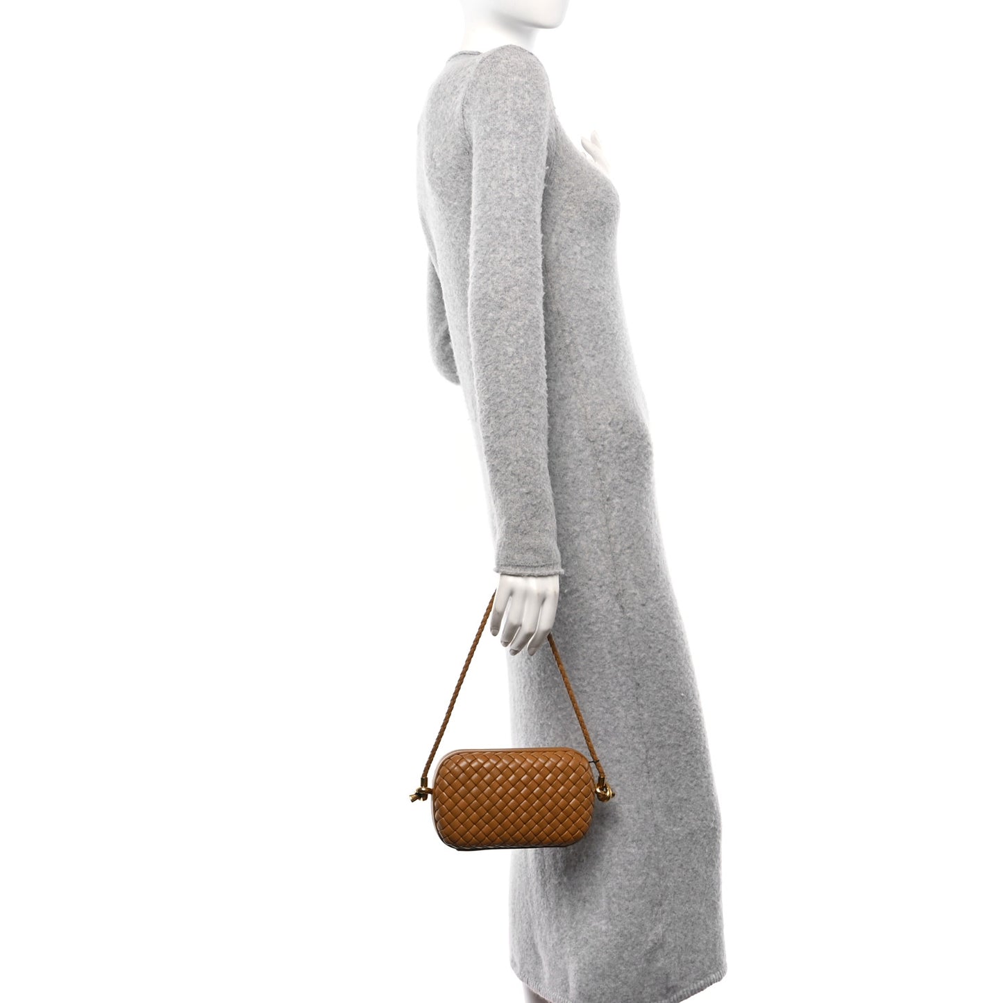 Calfskin Intrecciato Knot On Strap Camel