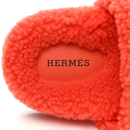 Hermes Woolskin Womens Chypre Sandals 37 Orange 7 of 8