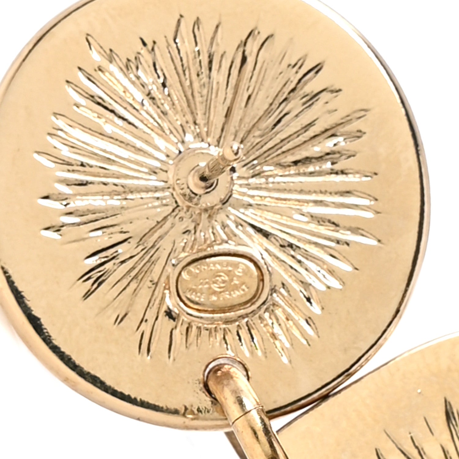 Chanel Enamel CC Disc Drop Earrings Gold Black 4 of 5