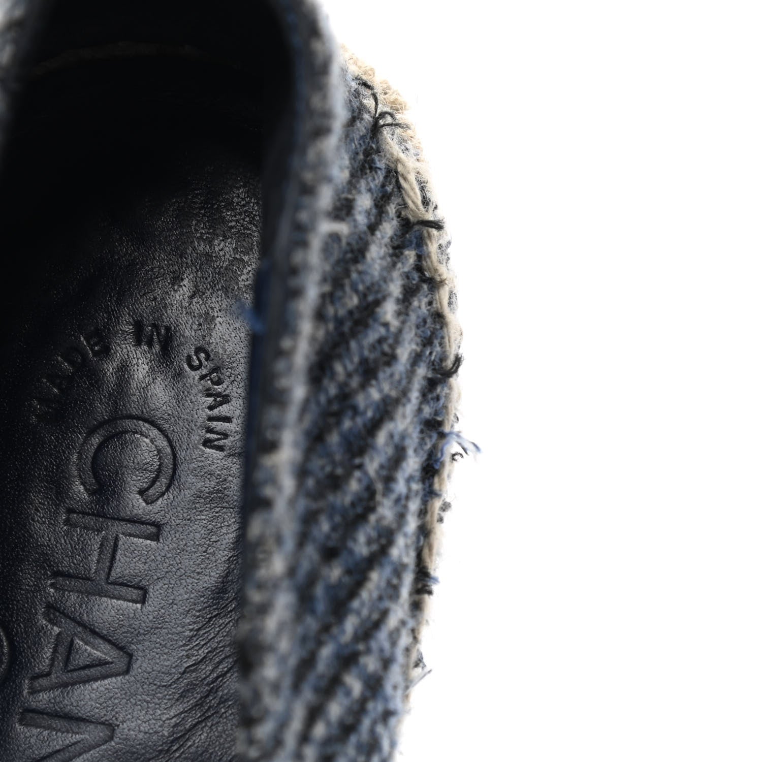 Chanel Cotton Tweed CC Espadrilles 38 Blue Ecru Black 15 of 15
