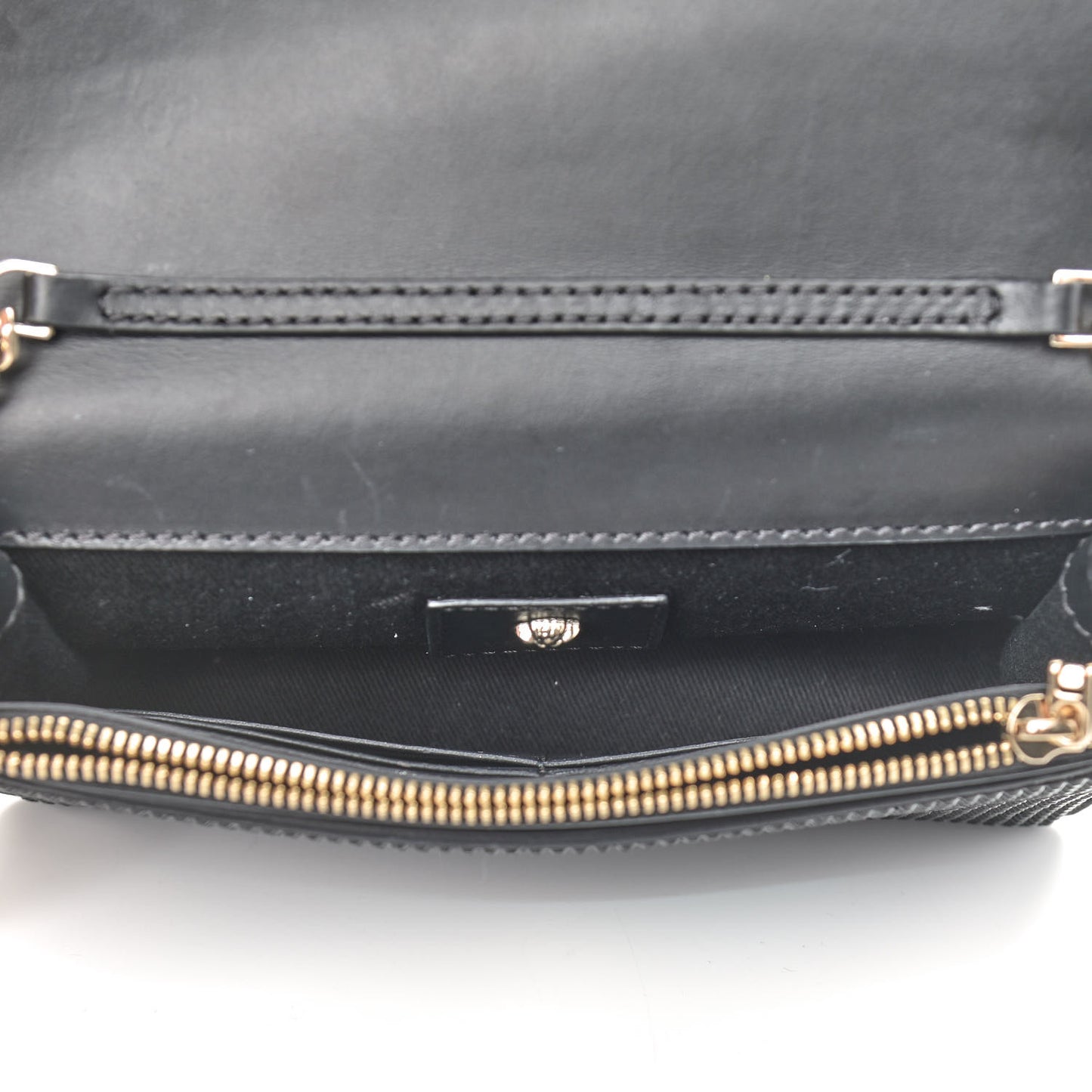 Calfskin Palazzo Crystal Chain Evening Bag Black