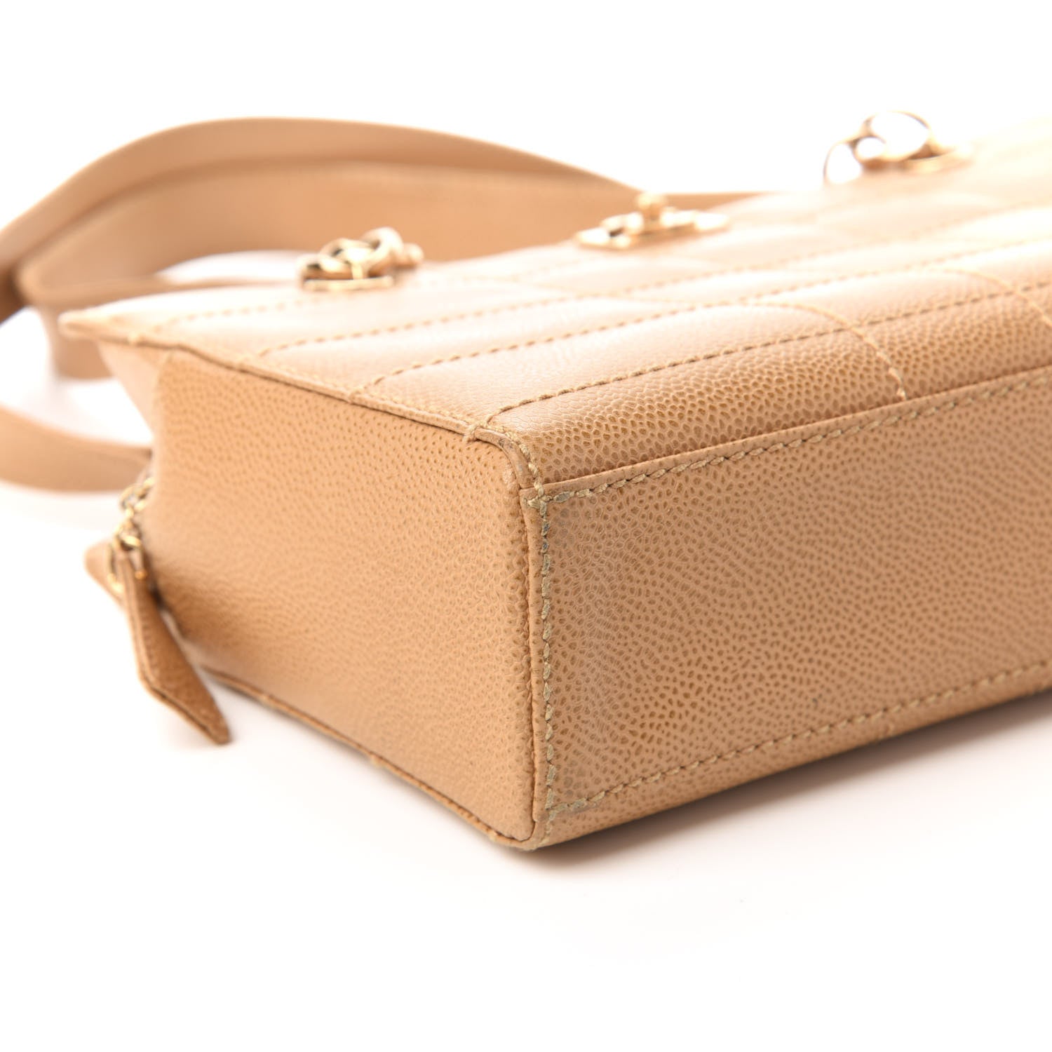 Chanel Caviar Chocolate Bar Quilted Shoulder Bag Beige 6 of 10