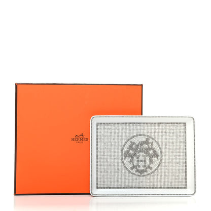 Hermes Porcelain Mosaique Au 24 Sushi Plate Platine 6 of 6