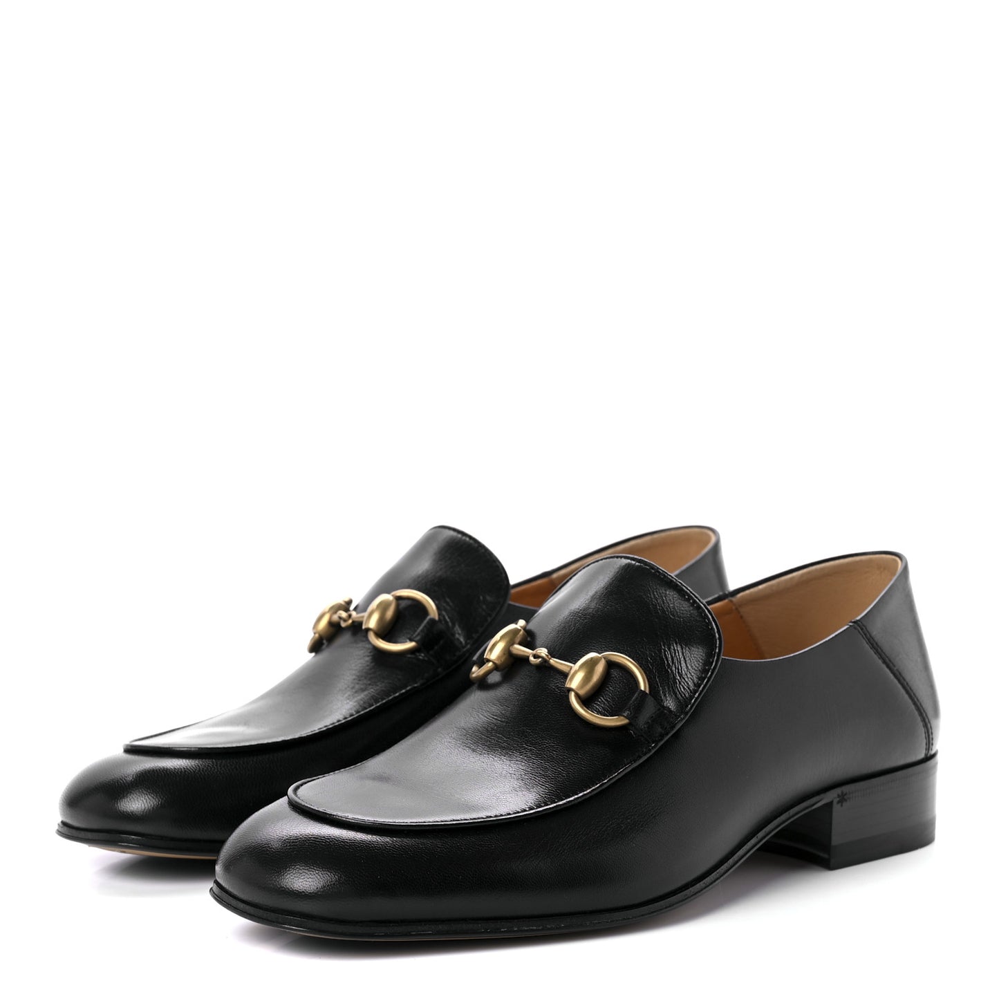 Goatskin Womens Horsebit Mid-Heel Loafers 37 Black